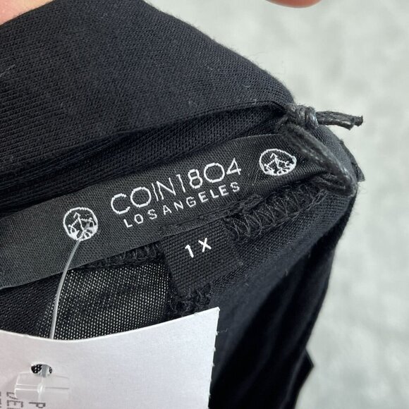 Coin 1804 Black Maxi Skirt With Silver Sequin Side Trim 1X NWT 4972 - Picture 3 of 10